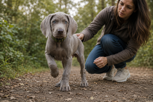 Štěně kulhá na přední nohu: co dělat a kdy k veterináři?