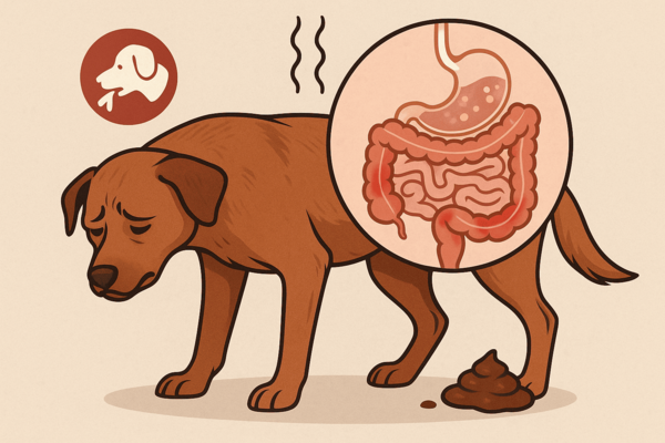 Zažívací a střevní potíže u psů : Víte jak rozpoznat příznaky a kdy vyhledat veterináře?