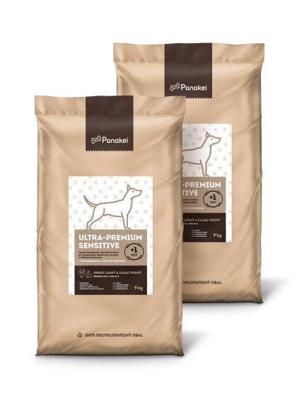 Dvě balení granulí Panakei Srnec + Zajíc + Batát Sensitive grain free pro psy středních plemen