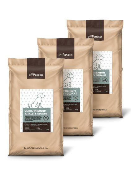 Tři balení granulí Panakei Jehněčí + Hovězí pro velká a obří štěňata