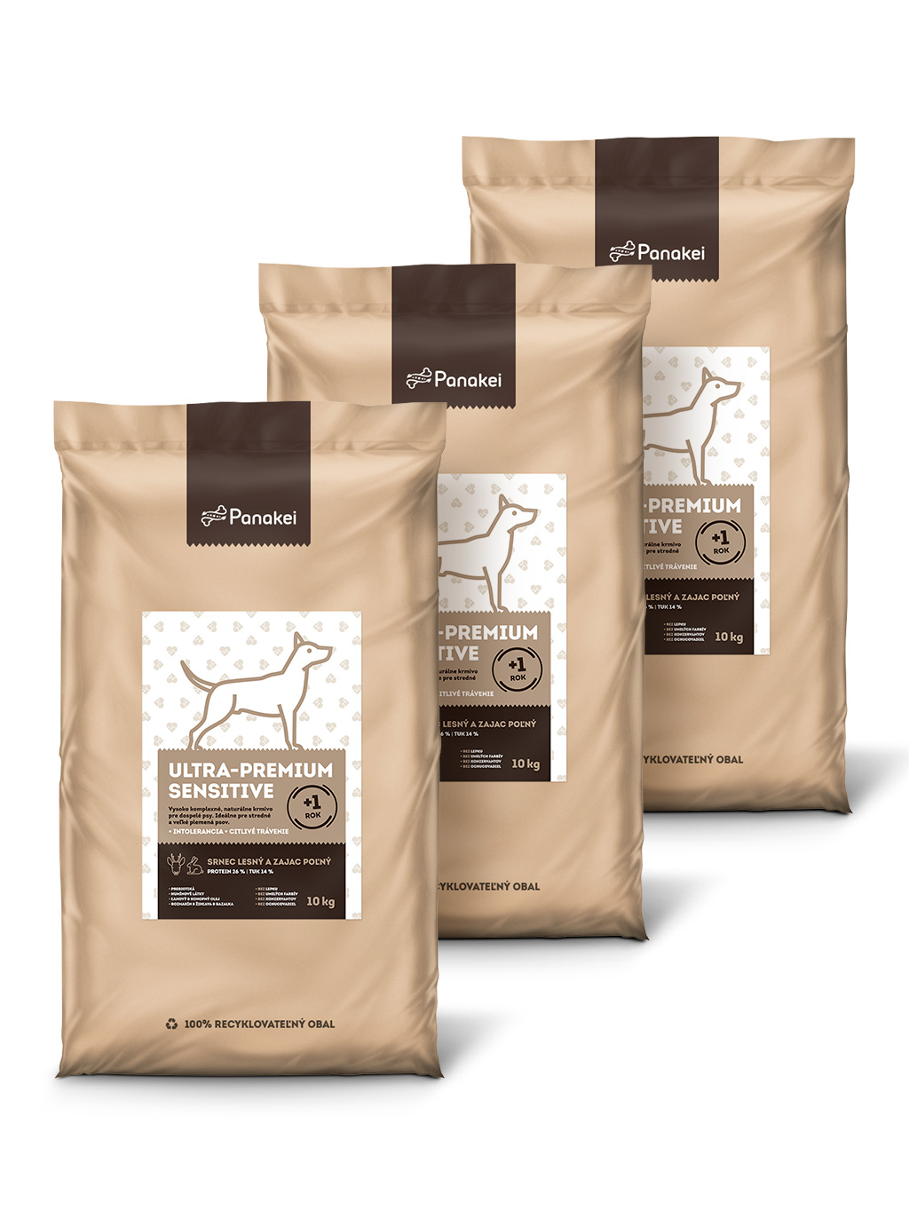 Panakei Slovakia, s.r.o. Granule pro dospělé psy (M) - Srnec + Zajíc + Batát (SENSITIVE)