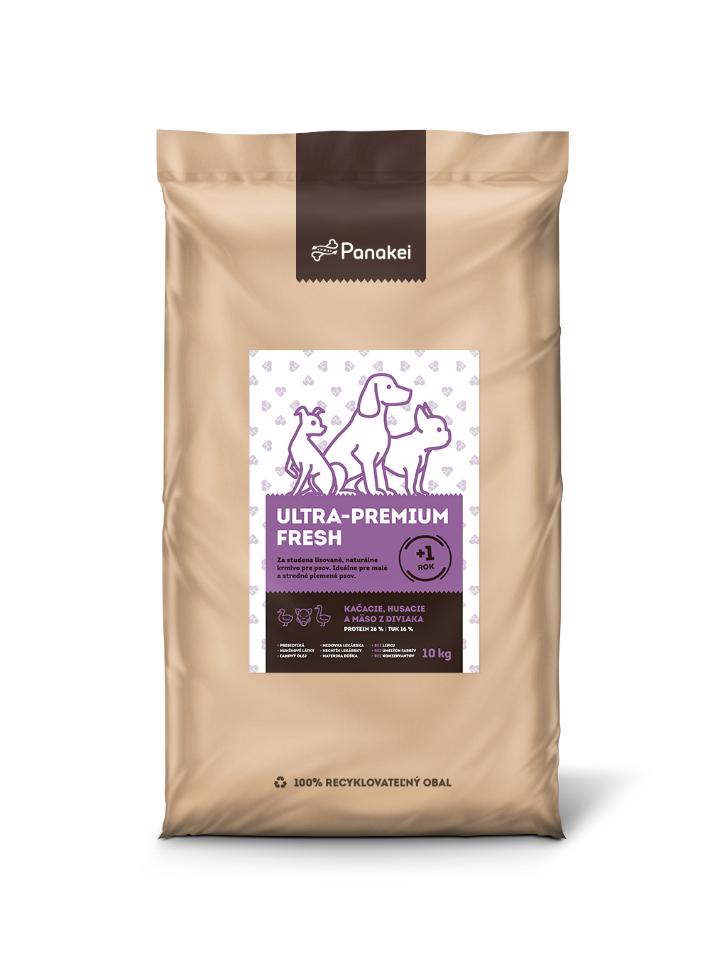 Panakei Slovakia, s.r.o. Granule pro dospělé psy za studena lisované (XS-M) - Kachna + Husa + Divočák 10kg