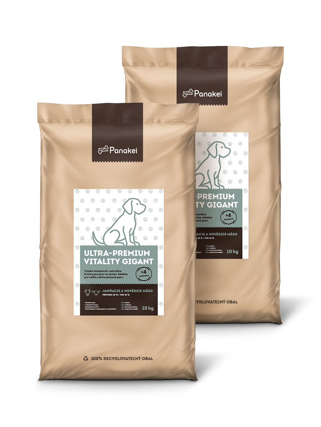 Panakei Slovakia, s.r.o. Granule pro velká a obří štěňata (L-XL-XXL) - Jehněčí + Hovězí