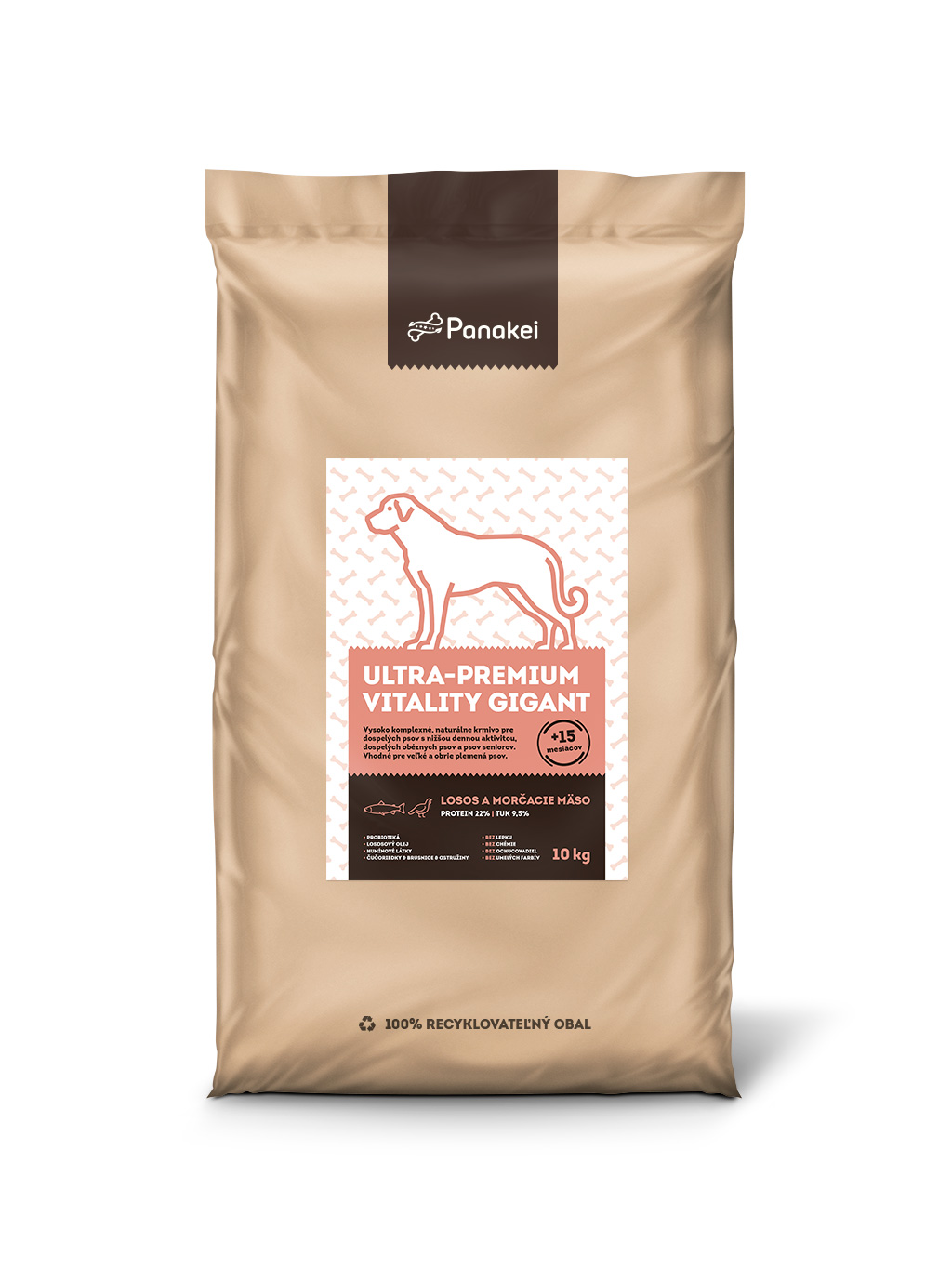 Panakei Slovakia, s.r.o. Granule pro dospělého psa (L-XL-XXL) Losos + Krůta (LIGHT/SENIOR) 10kg