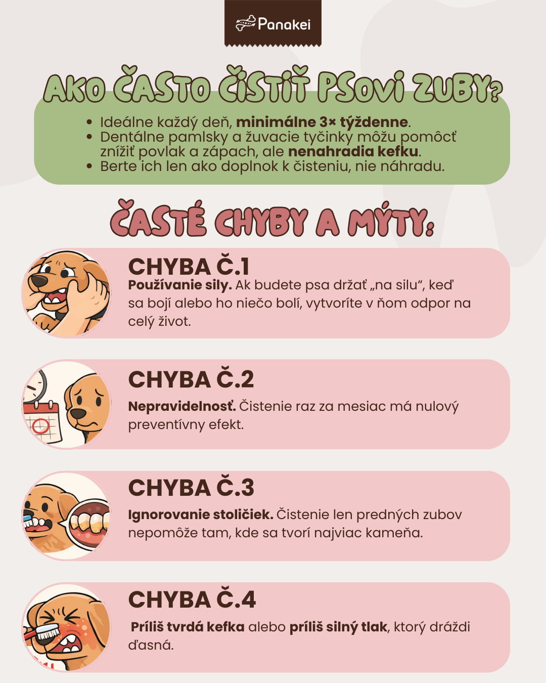 Časté chyby pri čistení zubov psa