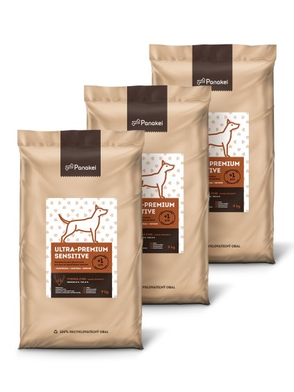 Trojbalenie hypoalergénnych granúl pre psov Panakei Daniel škvrnitý Sensitive po 9 kg