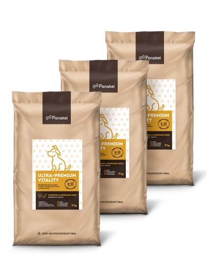 Tri balenia granúl Panakei pre šteniatka stredných plemien - Hovädzie a morčacie