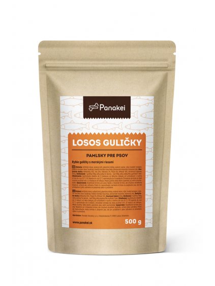 Balenie lososových guličiek s morskými riasami – mäkké funkčné pamlsky pre psov (500 g)