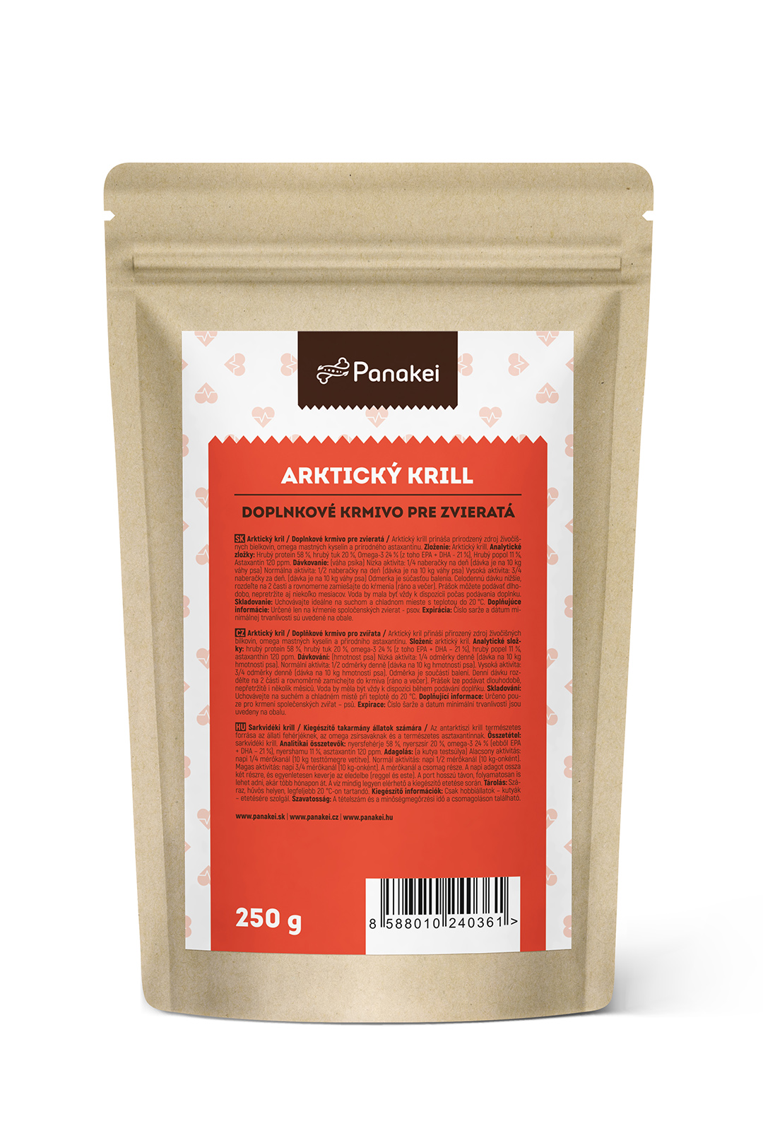 Arktický krill pre psov - Omega-3, EPA+DHA ✅ | Panakei.sk Balenie: 250g