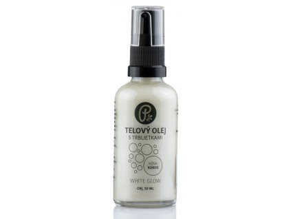 WHITE GLOW - telový olej s trblietkami na telo, pleť a vlasy 50ml (Vôňa Kokos)