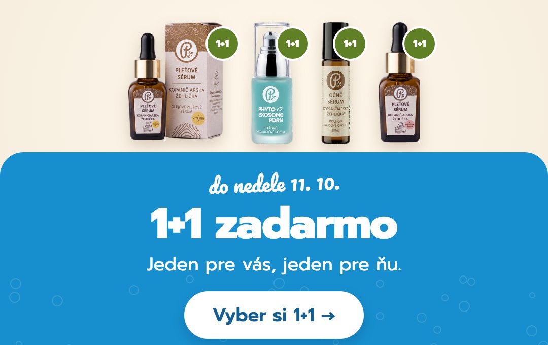 1+1 zadarmo do nedele 11. 10. — jeden pre vás, jeden pre ňu