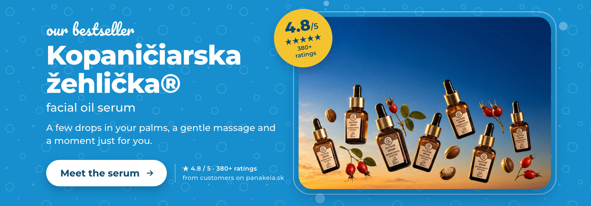 Kopaničiarska žehlička® facial oil serum, rated 4.8/5