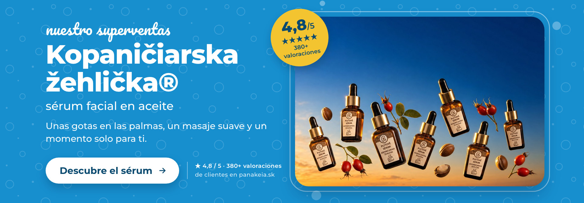 Kopaničiarska žehlička® – sérum facial en aceite, valoración 4,8/5