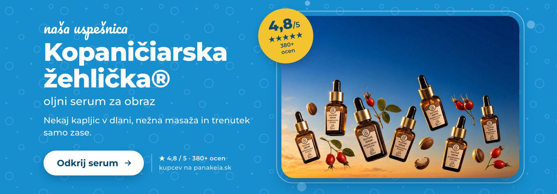 Kopaničiarska žehlička® – oljni serum za obraz, ocena 4,8/5