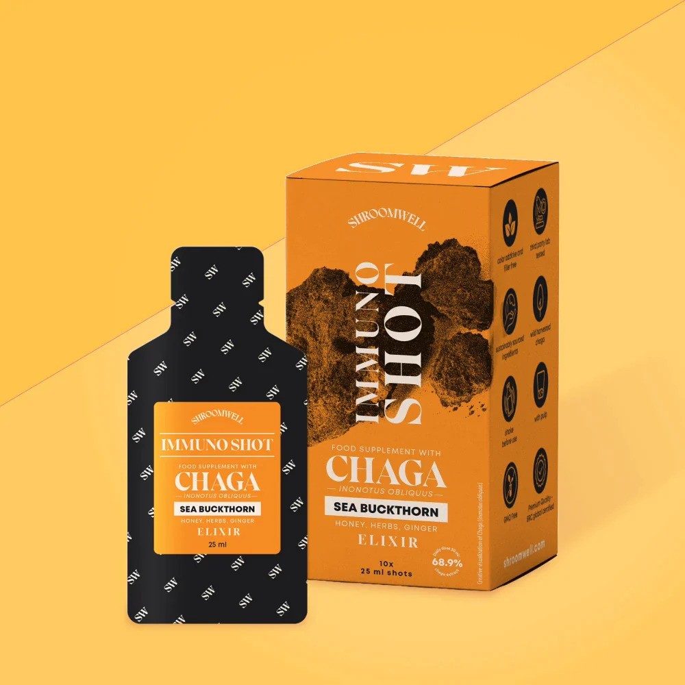 Shroomwell Chaga IMMUNO Elixir - Rakytník vrecká (25ml x 10kusov)
