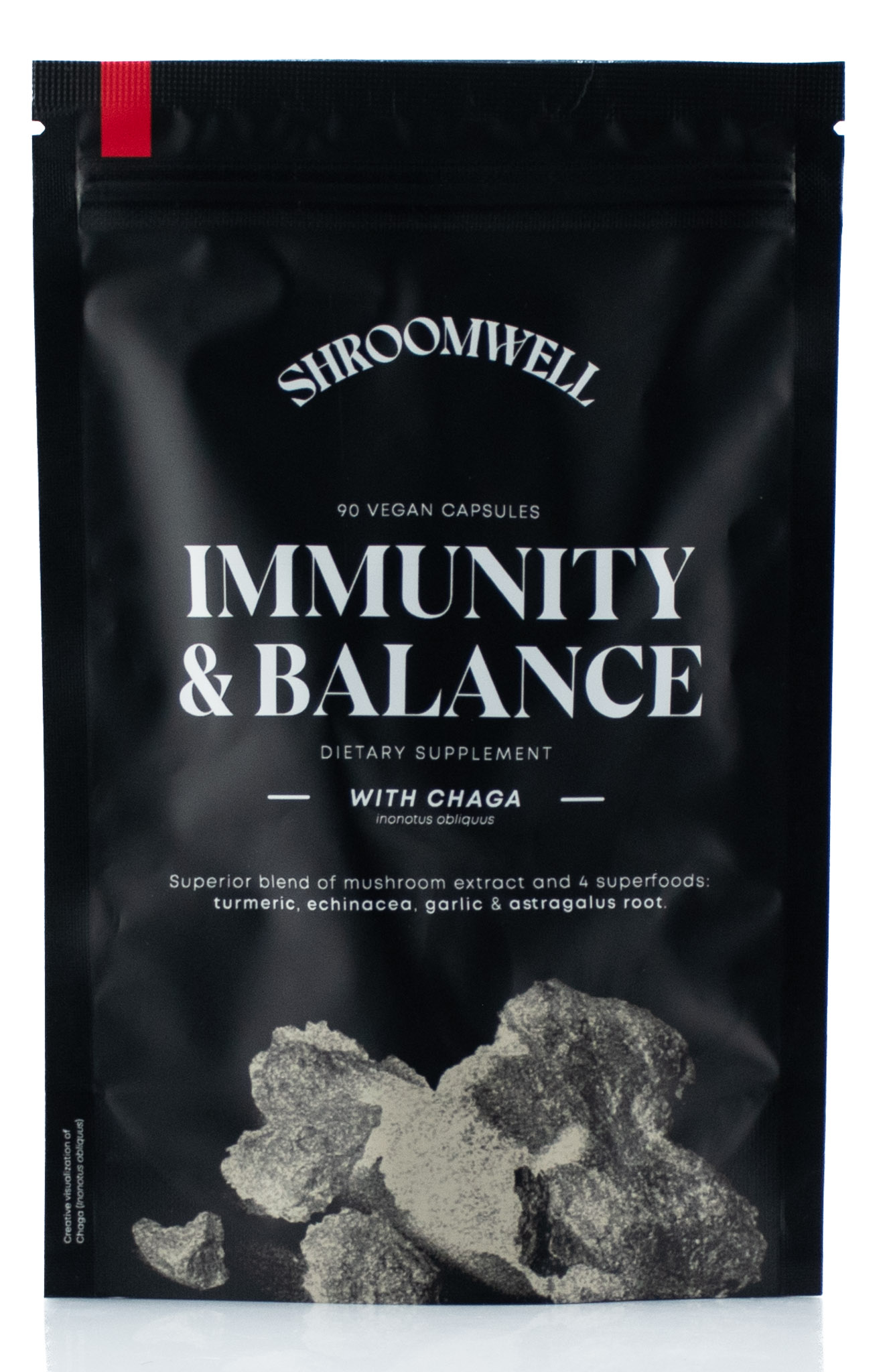 Shroomwell IMMUNITY & BALANCE kapsule s Čagou & superpotraviny 90ks
