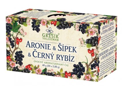 Aronie & Šípek & Černý rybíz porcovaný čaj Grešík 20 x 2 g