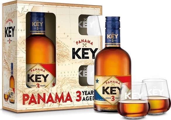Key Rum Panama 3y 38% 0,5l + 2 skleničky