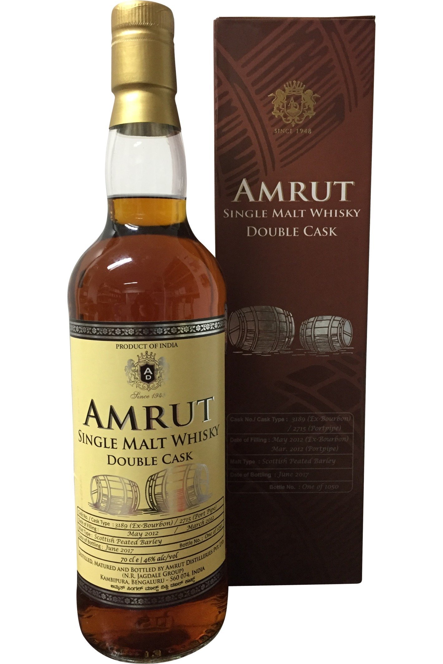 Amrut Double Cask Batch 2 Indian Single Malt Whisky 46% 0,7l