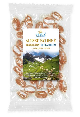 Valdemar Grešík Grešík Alpské bylinné bonbóny se sladidlem 100 g