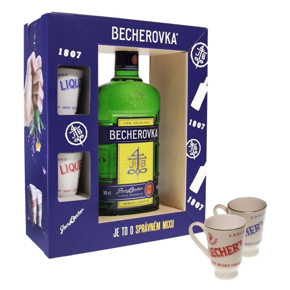 Becherovka Original 38% 0,5l dárkové balení s kalíšky