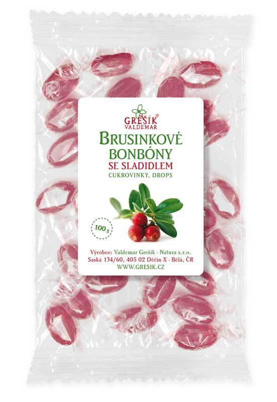 Valdemar Grešík Grešík Brusinkové bonbóny se sladidlem 100 g