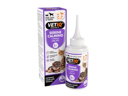 3D 750826002763 VETIQ Serene Calming Drops 100ML+BOTTLE ANGLE