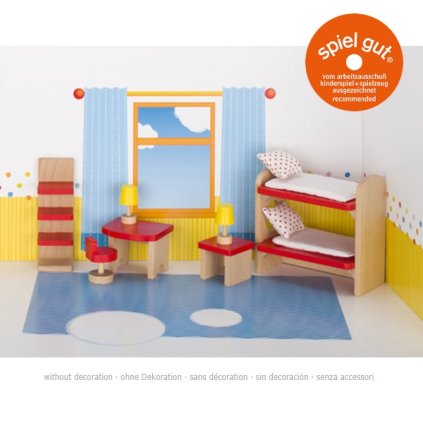 GOKI Dřevěný nábytek do domečku pro panenky - dětský pokoj basic