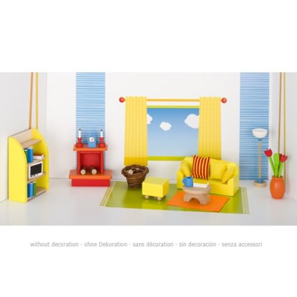 GOKI Dřevěný nábytek pro panenky - obývací pokoj