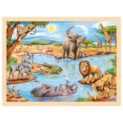 GOKI dřevěné puzzle AFRICKÁ SAVANA 96 dílků