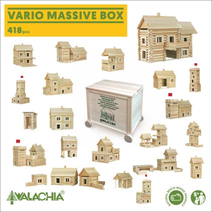 WALACHIA Dřevěná stavebnice VARIO MASSIVE BOX 418 dílů (2x Vario Massive) w32