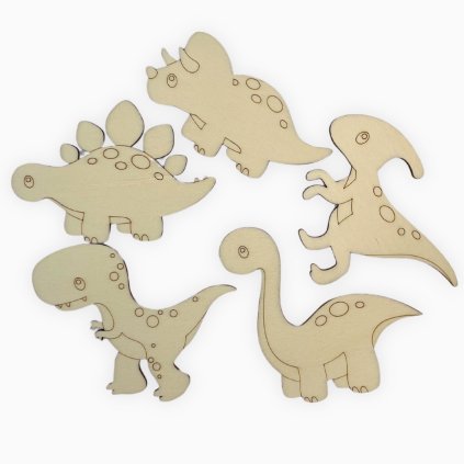 Dřevěné obrázky k vymalování - dinosauři