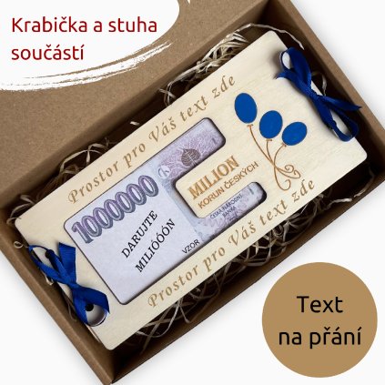 Dřevěné pouzdro na peníze - MILION - Váš text