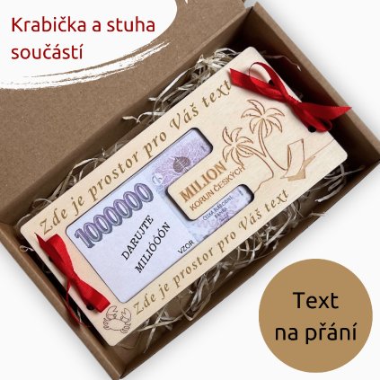 Dřevěná obálka na peníze - DOVOLENÁ - Váš text