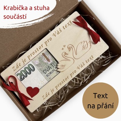 Svatební obálka na peníze - LABUTĚ - Váš text
