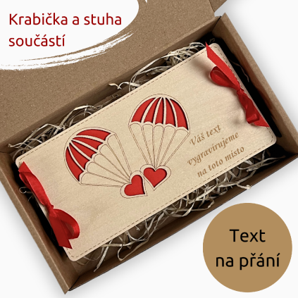 Dřevěné pouzdro na peníze - PADÁKY - Váš text
