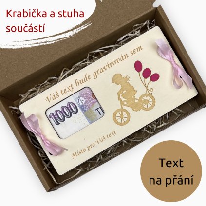 Dřevěné pouzdro na peníze - HOLČIČKA - Váš text