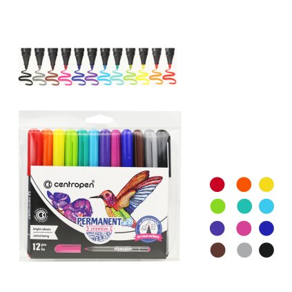 CENTROPEN Fixy Permanent Creativ sada 12ks 2896/12