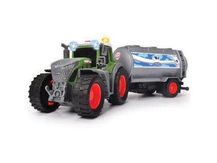 Traktor DICKIE Farm Fendt s prívesom na mlieko 26cm