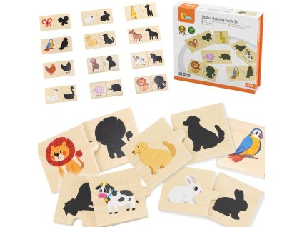 VIGA Drevená logická sadap pre deti a puzzle so zvieratkami