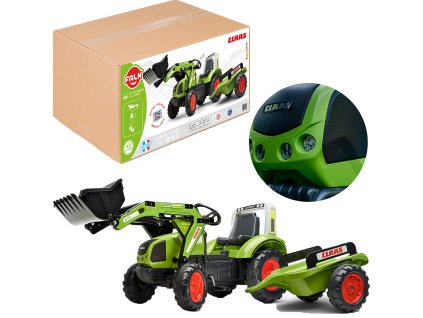 Šliapací traktor FALK s lyžicou a prívesom Green CLAAS od 3 rokov