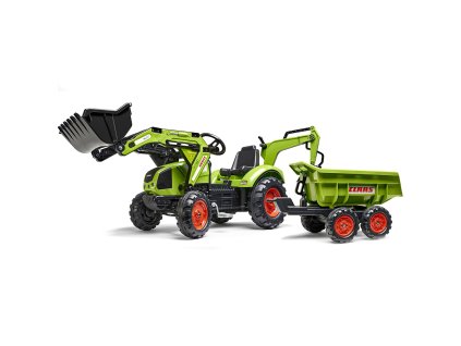 Zelený pedálový traktor FALK CLAAS AVEC s prívesom na 3 roky