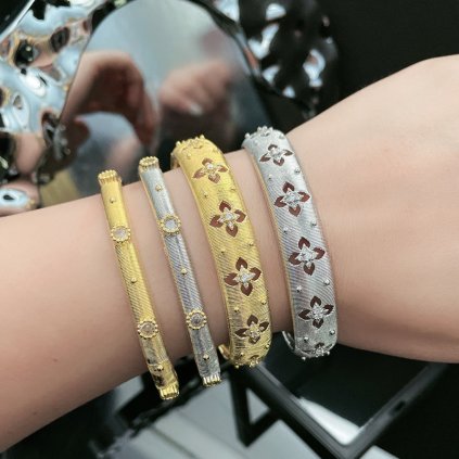 Luxury Brushed Zircon Adjustable Bangle Collection