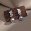 Elegant Zircon Pearl Drop Earrings