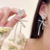 Super Sparkling Heart Ribbon Earrings