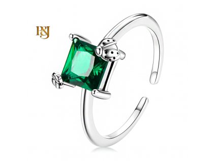 Stříbrný prsten Zelený zirkon SRUNI29