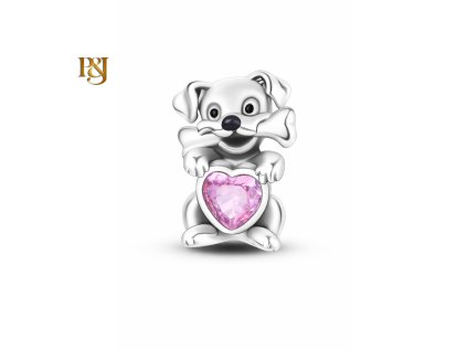 Stříbrný přívěsek Psík se srdcem SB202 (1)