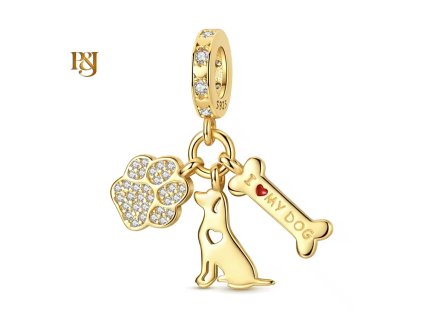 Zlatý visací přívěsek Pejsek v mém srdci SB207
