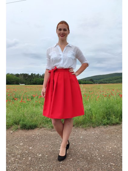 Krátká zavinovací sukně - jasně červená