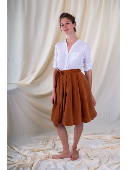 Manšestrová sukně - koňaková